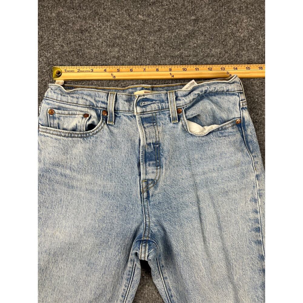 Levis Wedgie Straight Crop Jeans Womens 29 Blue Stretch Button Fly #828 - Picture 3 of 12